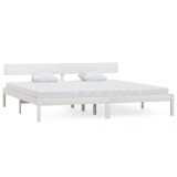 Cumpara ieftin Cadru de pat Super King, alb, 180x200 cm, lemn masiv de pin