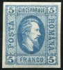1865 , Lp 16 a , Cuza 5 Parale albastru / hartie vargata - semnat, Nestampilat