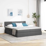vidaXL Pat cu storage Gri &icirc;nchis 180 x 200 cm Piele artificială 3370938