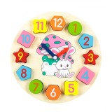 Puzzle din Lemn, Ceas cu Animale, 12 piese, 24cm, Multicolor, AKS782, Oem