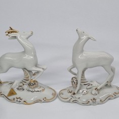 Caprior si caprioara (set) - Bibelouri portelan vechi, vintage ROYAL DUX - CEHOSLOVACIA