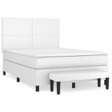 Cumpara ieftin Pat box spring cu saltea, alb, 140x200 cm, piele ecologica