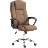 Vinsetto Scaun de Birou Ergonomic Inclinabil și Rotativ &icirc;n Țesătură cu Aspect de In cu Tetieră, Maro | Aosom Romania