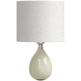 HOMCOM Lampă de masă din ceramică, cu abajur textil aspect in, E27, &icirc;ntrerupător basculant, pentru dormitor, crem | Aosom Romania