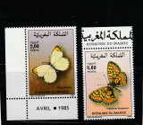 Maroc 1985-Fauna,Fluturi,serie 2 valori,dantelate,MNH.Mi.1083-1084, Nestampilat
