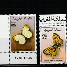 Maroc 1985-Fauna,Fluturi,serie 2 valori,dantelate,MNH.Mi.1083-1084