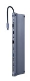 DOCKING Station Gembird universal,11-in-1, conec PC USB Type C,USB-Cx1,USB-A 3.1x1, USB-A 2.0x3, HDMIx1, VGAx1, RJ45x1, PD 87W,SD,microSD,Audio,argint