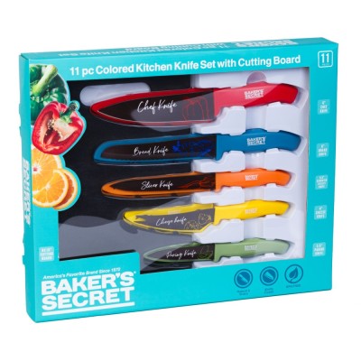 Set 5 cutite de bucatarie colorate cu placa de taiat Baker&amp;#039;s Secret Best CarHome foto