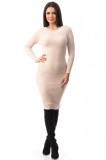 Cumpara ieftin E589-15 Rochie midi, simpla, din material reiat si maneci lungi, S/M