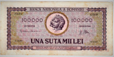 Bancnota 100.000 lei ( 100000 ) 25 ianuarie 1947 portret Decebal+Traian (2) foto