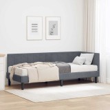 vidaXL Cadru de pat colțar cu saltea Gri &icirc;nchis 80 x 200 cm Catifea