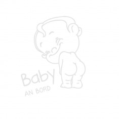 Sticker Decorativ Auto Baby On Board 18 x 14.5 cm Model 21 Alb