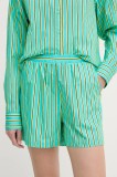 Silvian Heach pantaloni scurți din bumbac TAIR culoarea turcoaz, cu imprimeu, high waist, GPP25445SH