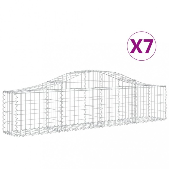 Cosuri gabion arcuite 7 buc, 200x30x40/60 cm, fier galvanizat