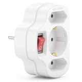 Triplu stecher cu 1 x Schuko + 2 x Euro Alb, MK5647