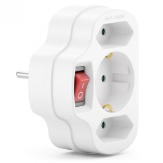 Triplu stecher cu 1 x Schuko + 2 x Euro Alb, MK5647