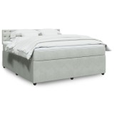 VidaXL Pat box spring cu saltea, gri deschis, 180x200 cm, catifea 3287818