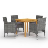 Cumpara ieftin Set mobilier de grădină, 5 piese, gri