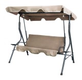 Balansoar de gradina - 170 x 110 x 153 cm - bej &icirc;nchis - cu suport pentru pahare Best CarHome