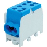 Clema de distributie - derivatie albastra pe sina DIN 1 pol 2 intrari (16+25mm2) si 2 iesiri (16+25mm2), Pollmann