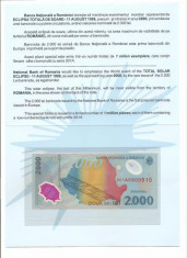 2000 lei Eclipsa in folder BNR UNC foto