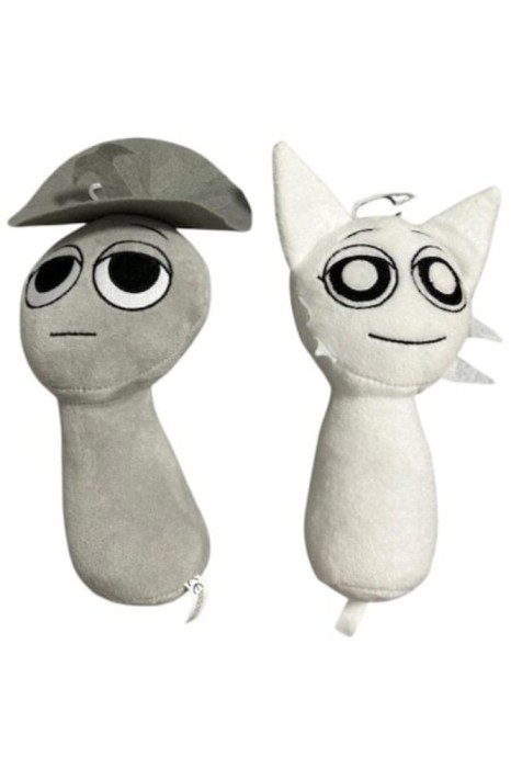 Set 2 jucării de pluș Sprunki: Clukr și Wenda, alb-gri, 23cm