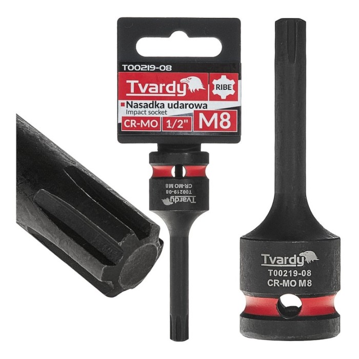 Cheie tubulara de impact RIBE 1 / 2&quot;, M8, Cr-Mo, Tvardy T00219-08