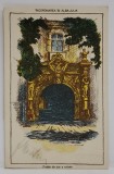 ALBA - IULIA , POARTA DE SUS A CETATII , GRAFICA , LITOGRAFIE COLOR , CARTE POSTALA , 1923