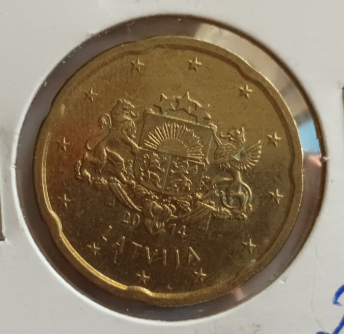 Moneda 20 eurocent Letonia 2014