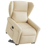 Cumpara ieftin Fotoliu rabatabil cu ridicare pe verticală, crem, textil