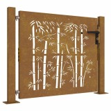 Cumpara ieftin Poarta de gradina 100x100 cm, otel corten, design bambus