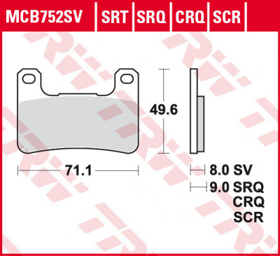 Set placute frana fata TRW MCB752SV - Kawasaki Z 900 RS - Ninja H2 1000 - ZX-10R Ninja - Suzuki GSX-R 600-750-1000-1300 - V-Strom 1000 foto