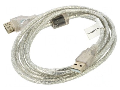 Cablu USB 2.0 A-A aurit 1,8m transparent foto
