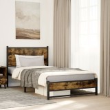 vidaXL Cadru de pat metalic fără saltea, stejar fumuriu, 107x203 cm 4007828