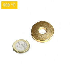 Magnet neodim inel Ø30/10,2 x 5 mm, 38EH, placat aur