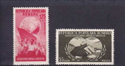ROMANIA 1953 LP 355 AL III-LEA CONGRES SINDICAL MONDIAL SERIE MNH foto
