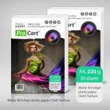 Hartie Foto Art A4 Textil Mata 220g ProCart - Top 50 Coli - Imprimare Inkjet