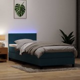 vidaXL Pat cu arcuri cu saltea și LED, albastru &icirc;nchis, 80x210 cm, catifea 3317053