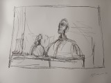 Cumpara ieftin ALBERTO GIACOMETTI, LITOGRAFIE ALB-NEGRU ORIGINALA SERIA &quot;PORTET/ BUST&quot; SEMNATA IN PLACA, INTITULATA SI DATATA PE VERSO DE EDITOR
