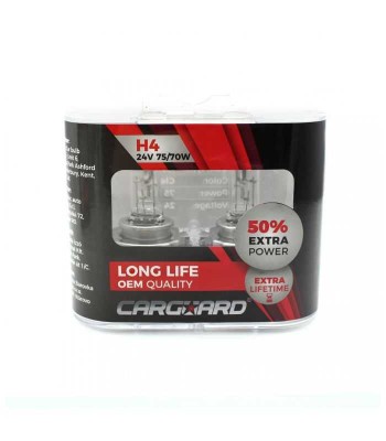 Set de 2 becuri Halogen 24V H4 70W +50% Intensitate LONG LIFE CARGUARD foto