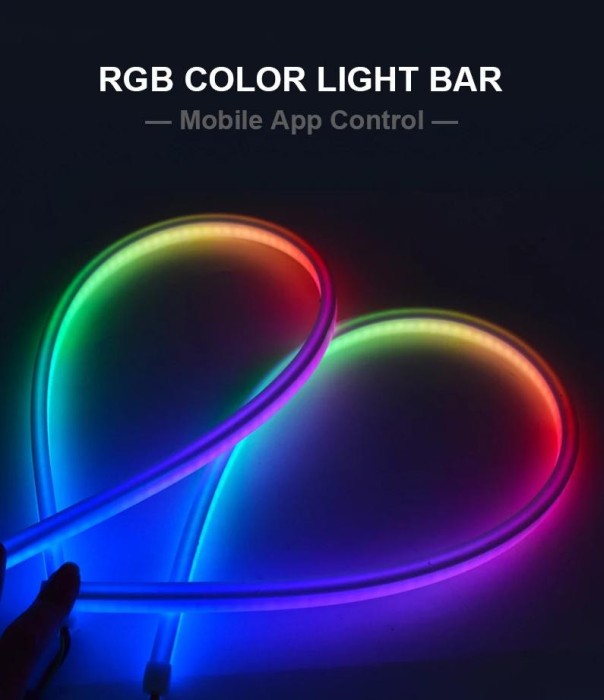 Set de 2 benzi de silicon soft cu banda led Daylight cu semnal dinamic App control - 70 mm