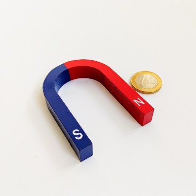 Magnet AlNiCo potcoava medie 70 x 50 mm, rosu-albastru foto