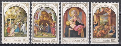 St. Lucia 1982 - Crăciun - Picturi de Brueghel, Lippi, s.a., MNH foto