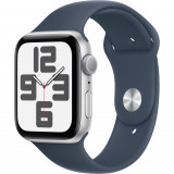 Cumpara ieftin Apple Watch SE2 2023, GPS, 44 mm, Silver Aluminium Case, Storm Blue Sport Band, S/M