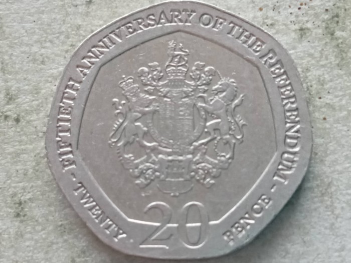 GIBRALTAR-20 PENCE 2017 (50th Anniversary of the Referendum)