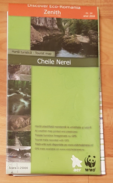 Harta turistica Cheile Nerei. Discover Eco-Romania. Zenith Scara 1:25000
