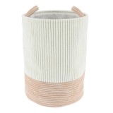Cumpara ieftin Coș Rufe Bicolor Catifelat 35X46 Cm Mediu &ndash; Alb / Bej | Organizatoare Baie