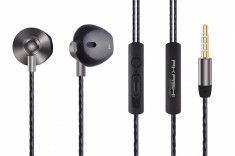 Casti Premium cu microfon AKASHI EarPods, Jack 3.5mm, Grey metal foto