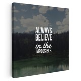 Tablou mesaj motivational despre incredere, albastru 1463 Tablou canvas pe panza CU RAMA 100x100 cm