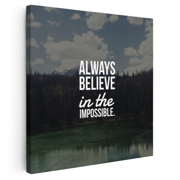 Tablou mesaj motivational despre incredere, albastru 1463 Tablou canvas pe panza CU RAMA 80x80 cm
